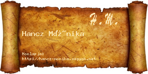 Hancz Mónika névjegykártya