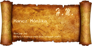 Hancz Mónika névjegykártya